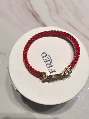 FRED Red Cord Bracelet with Gold Pavé Clasp